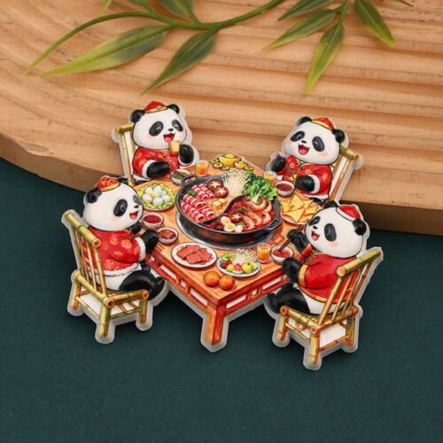 Grapefruit Leaf Panda Refrigerator Magnet